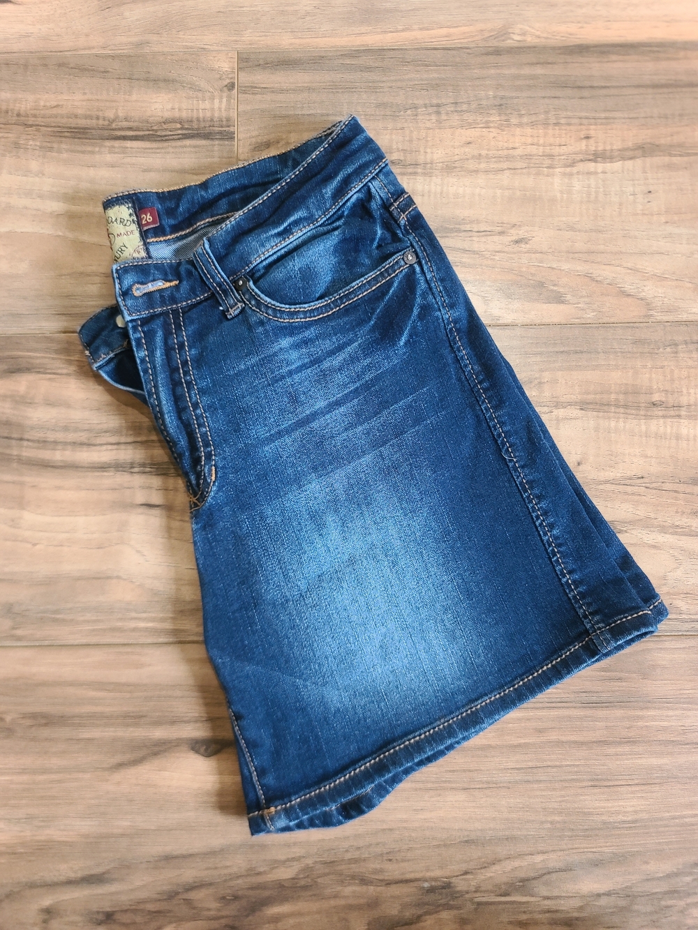 Dear John Denim Jean Shorts Size 26in Dark Wash Mid Rise Stretch